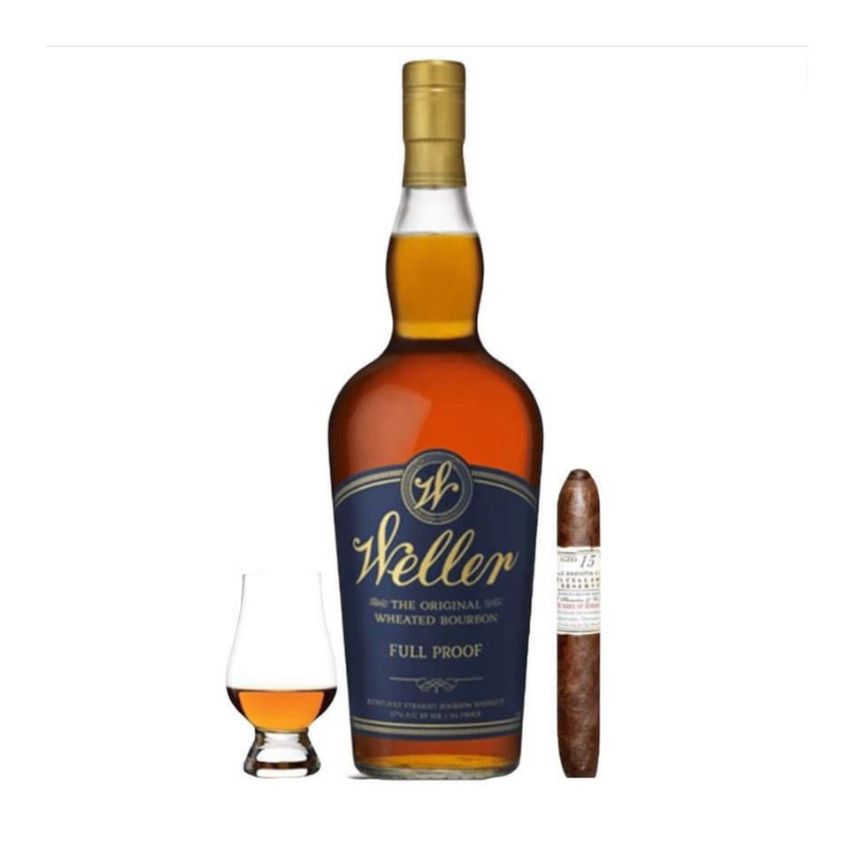 W.L. Weller Full Proof Bourbon Gift Set with Cigar & Glencairn Glass