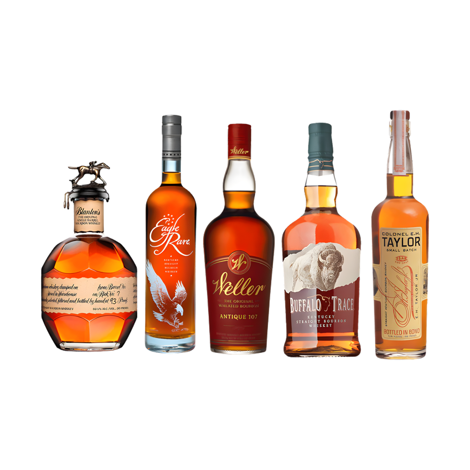 Five bottle premium bourbon bundle featuring Blanton&