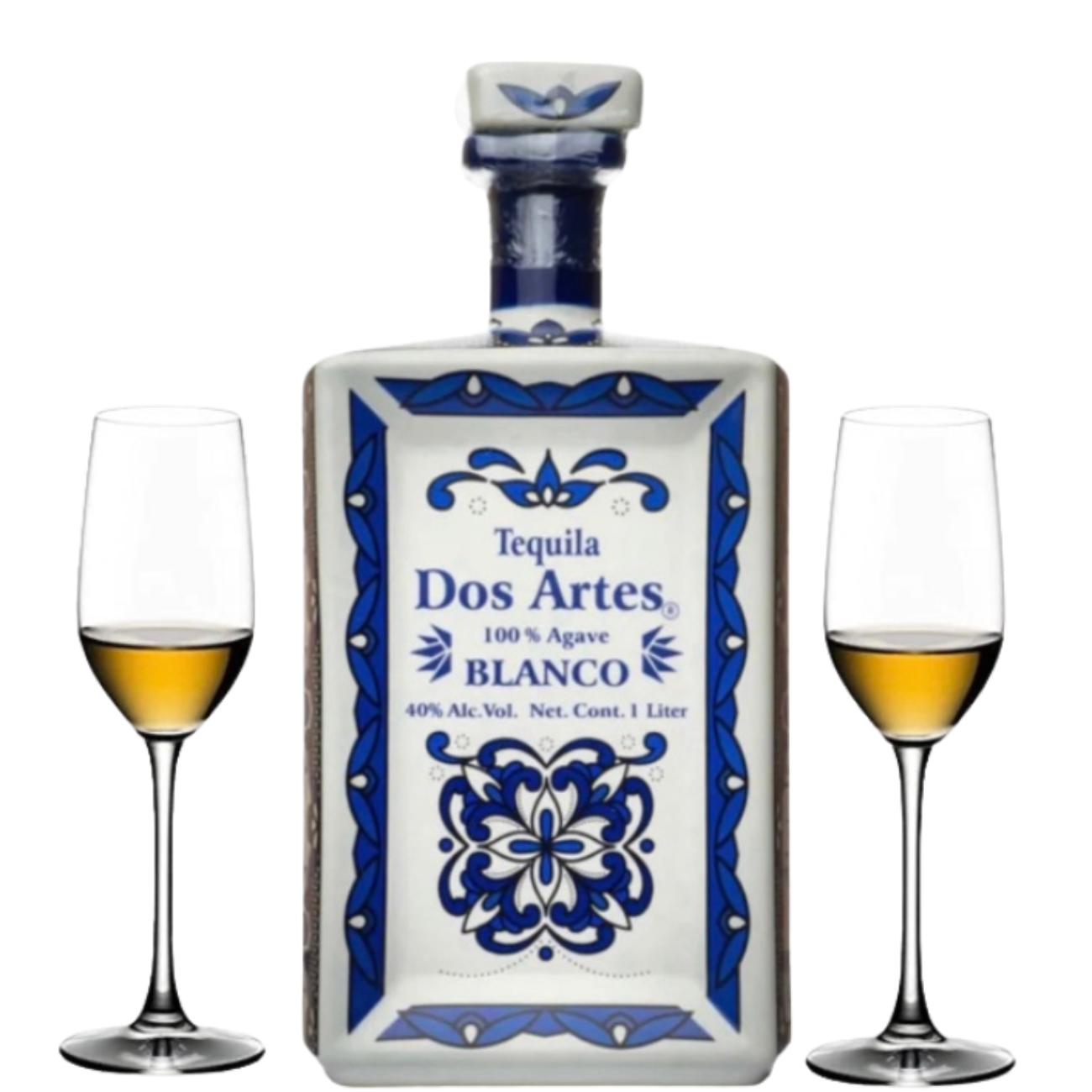 Dos Artes Blanco Tequila Gift Set with 2 Glasses – 1L