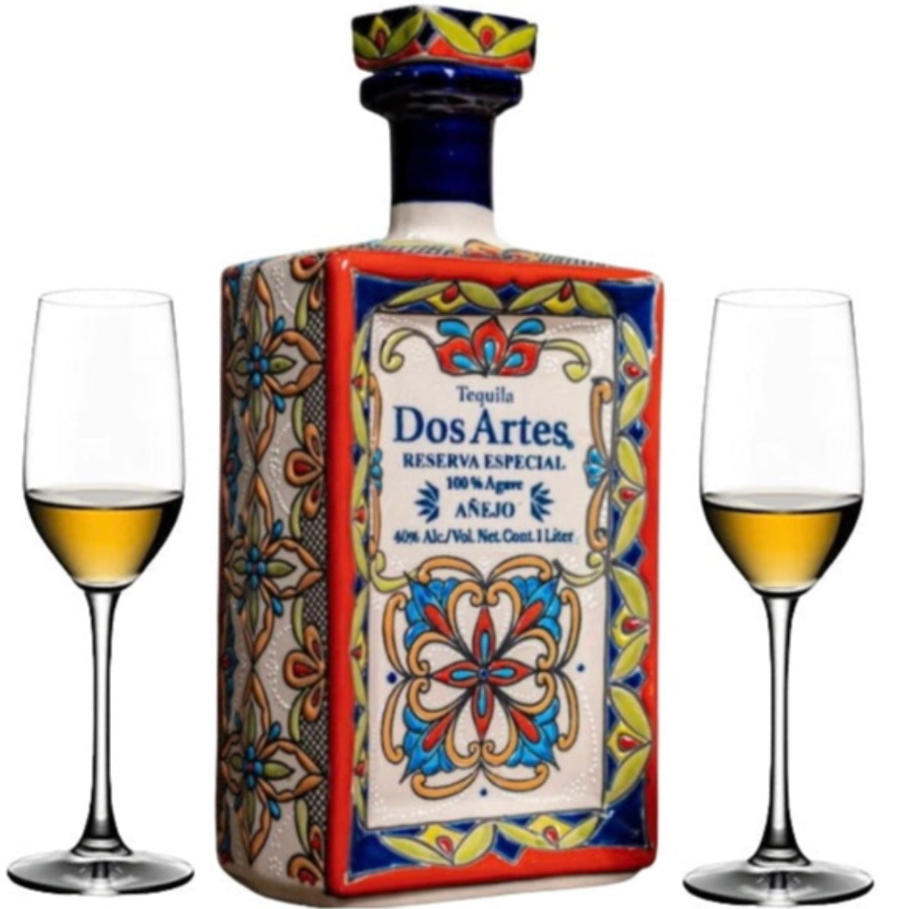 Dos Artes Reserva Añejo Tequila Gift Set with 2 Glasses – 1L