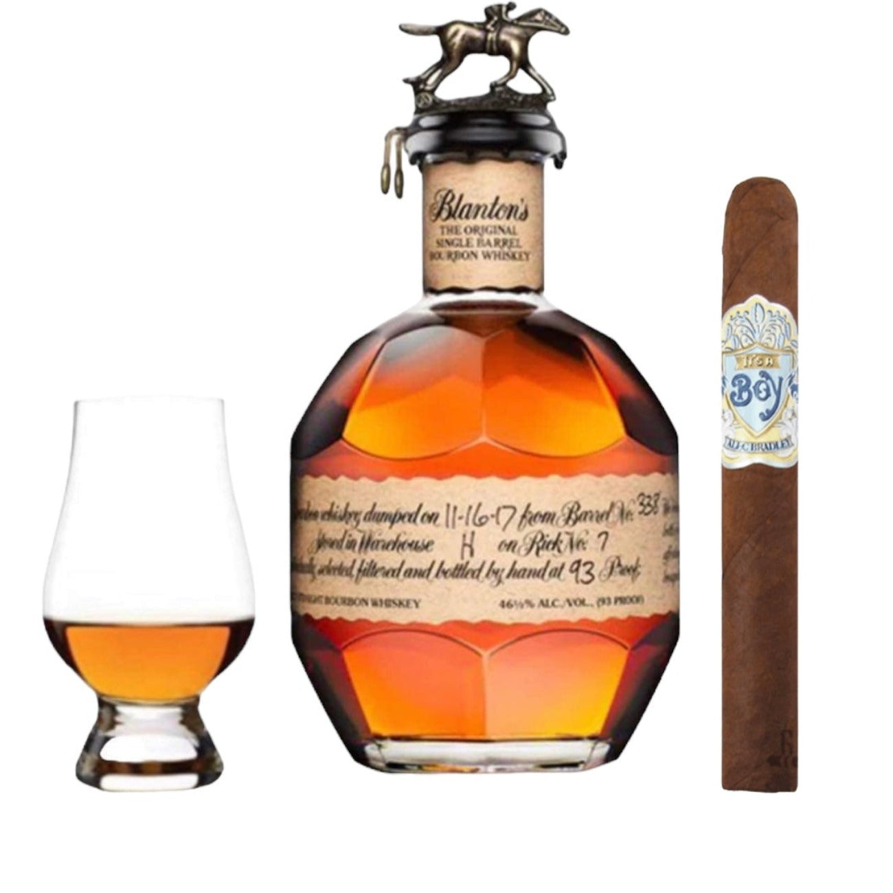 Blanton’s It’s a Boy Bourbon Gift Set – Alec Bradley Cigar & Glencairn – 700ml