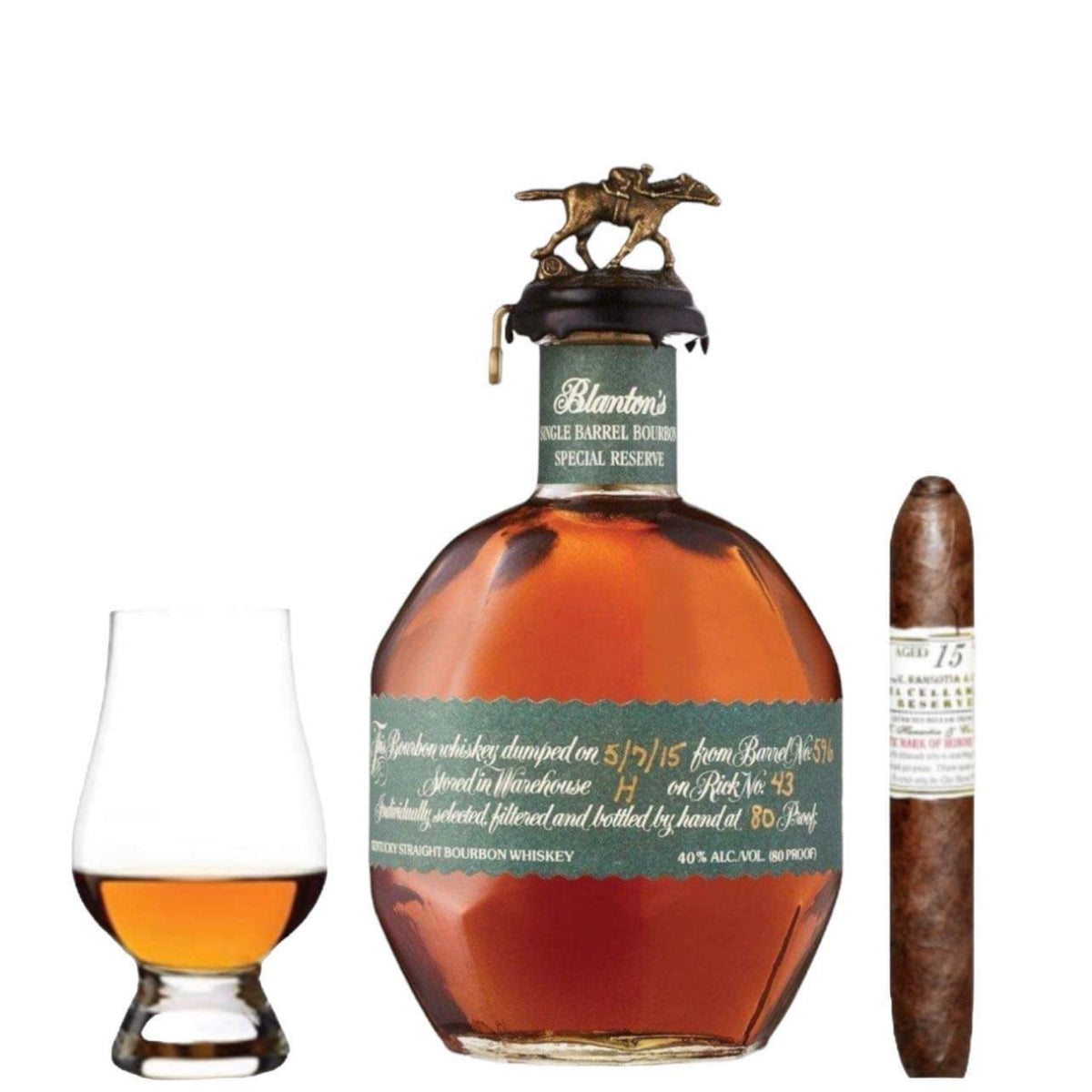 Blanton's Original Single Barrel Bourbon with Glencairn Set & Cigar Bundle  - Allocated Outlet