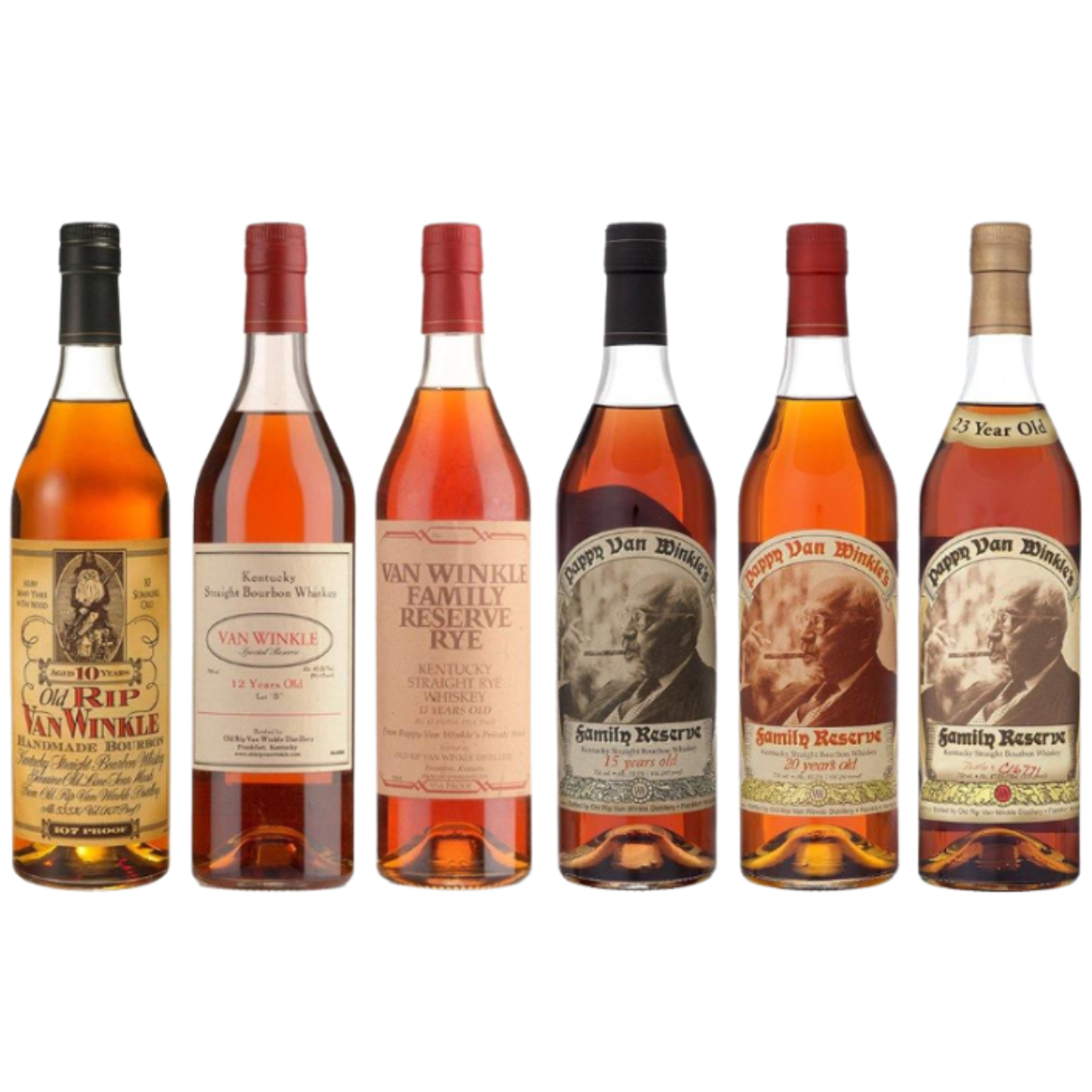 Pappy Van Winkle Complete Lineup – 6-Bottle Legacy Collection (10yr–23yr + Rye)