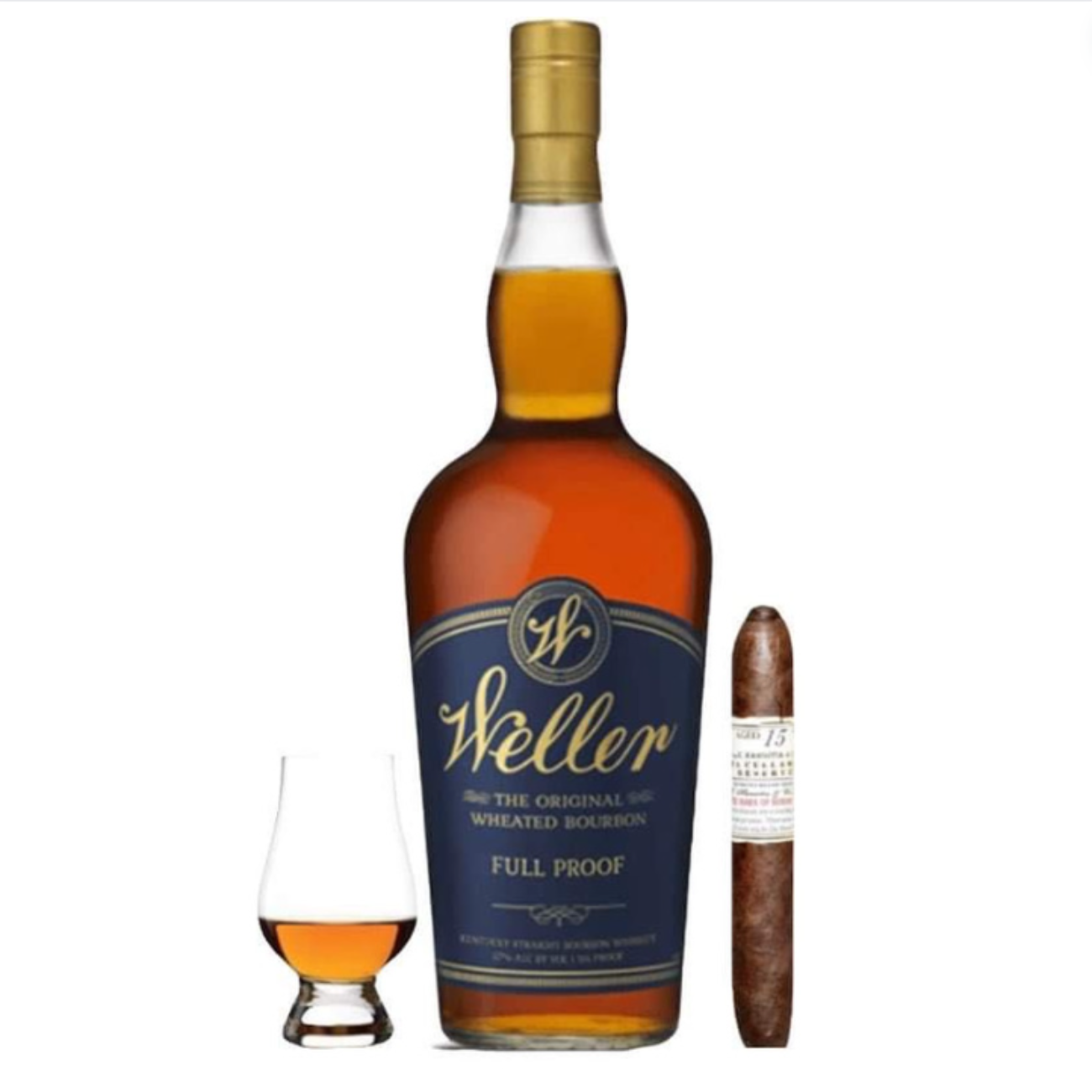 W.L. Weller Full Proof Bourbon Gift Set with Cigar & Glencairn Glass