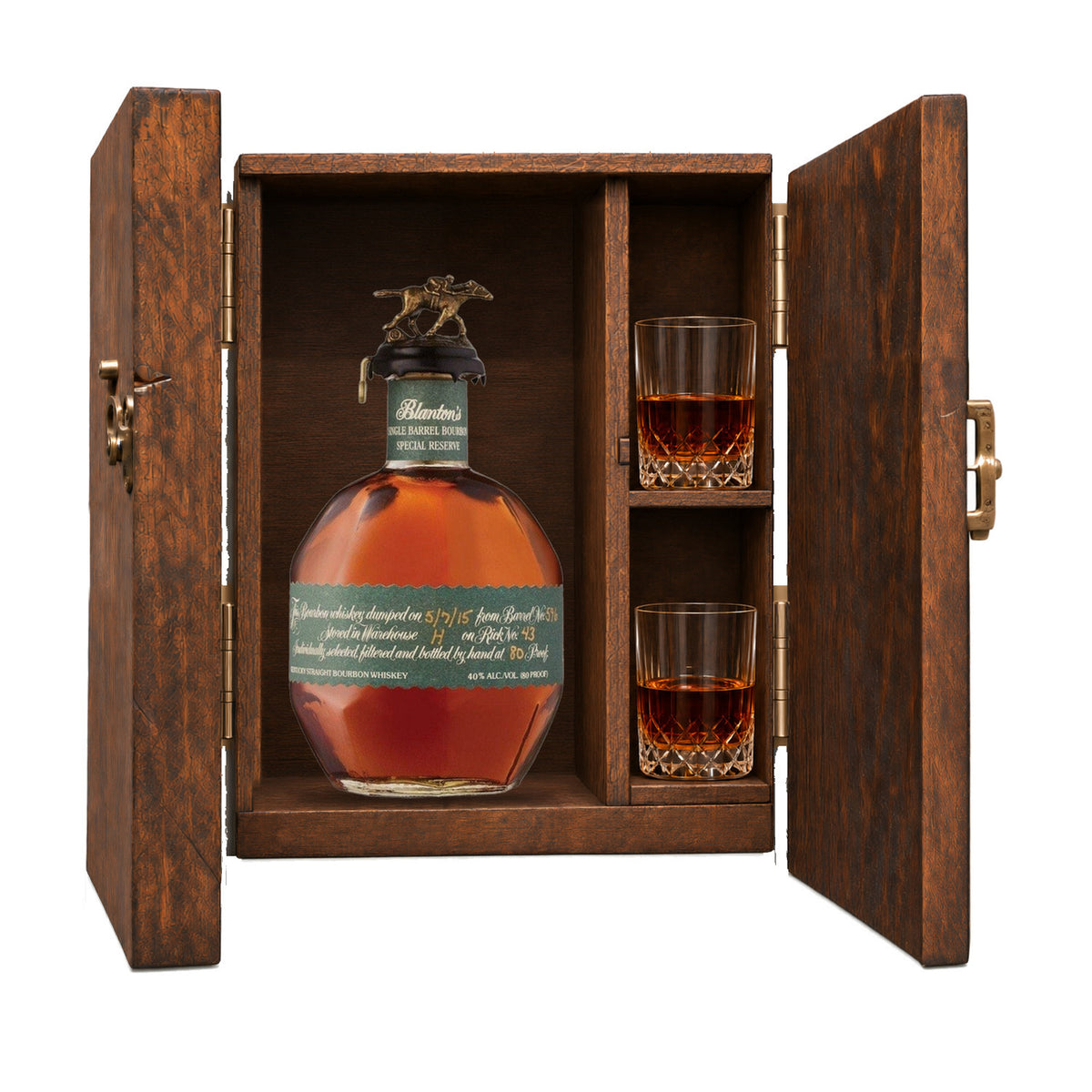 Blanton's Green Label Special Reserve Gift Set with Wooden Box & 2 Crystal Glasses – 700ml