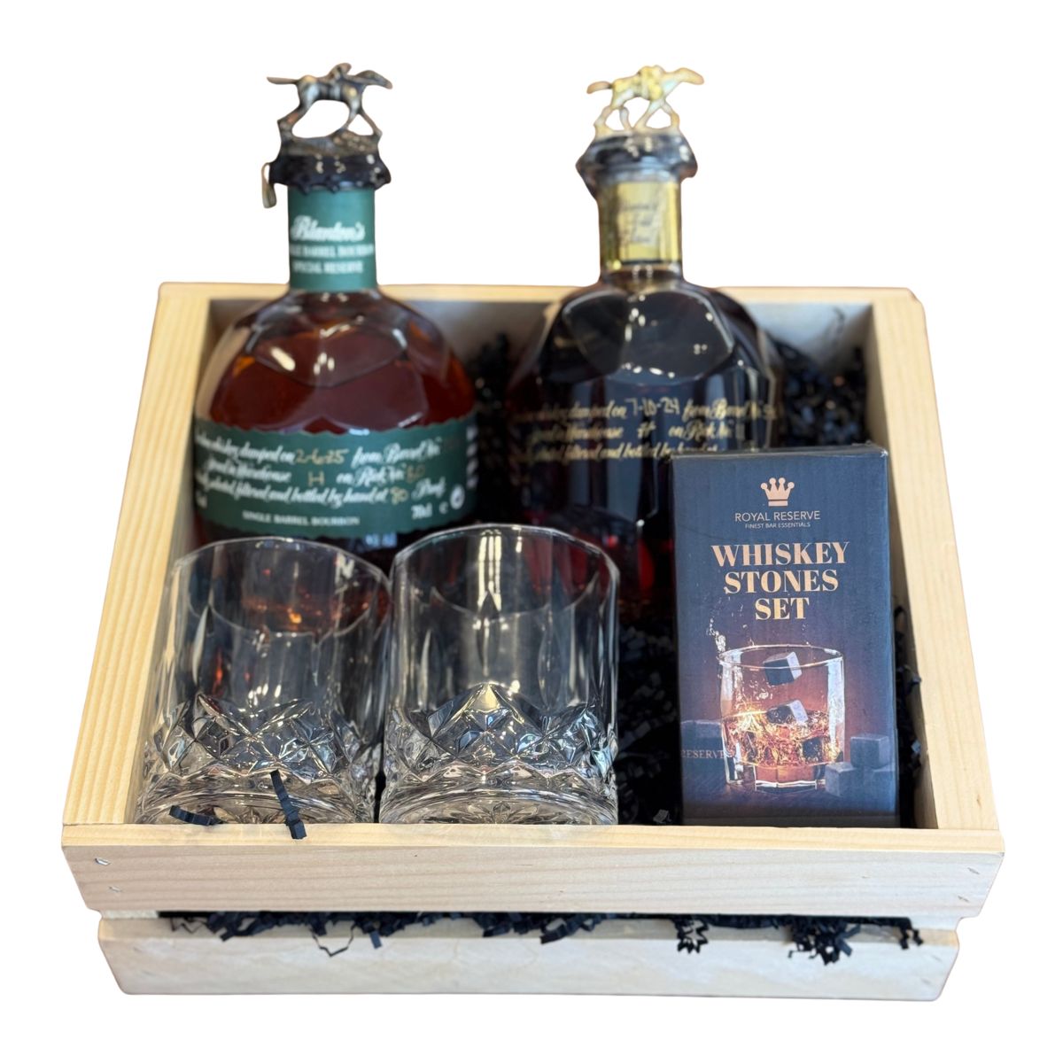 Blanton’s Gold & Special Reserve Gift Crate – Bourbon, Glasses & Whiskey Stones (International Release)