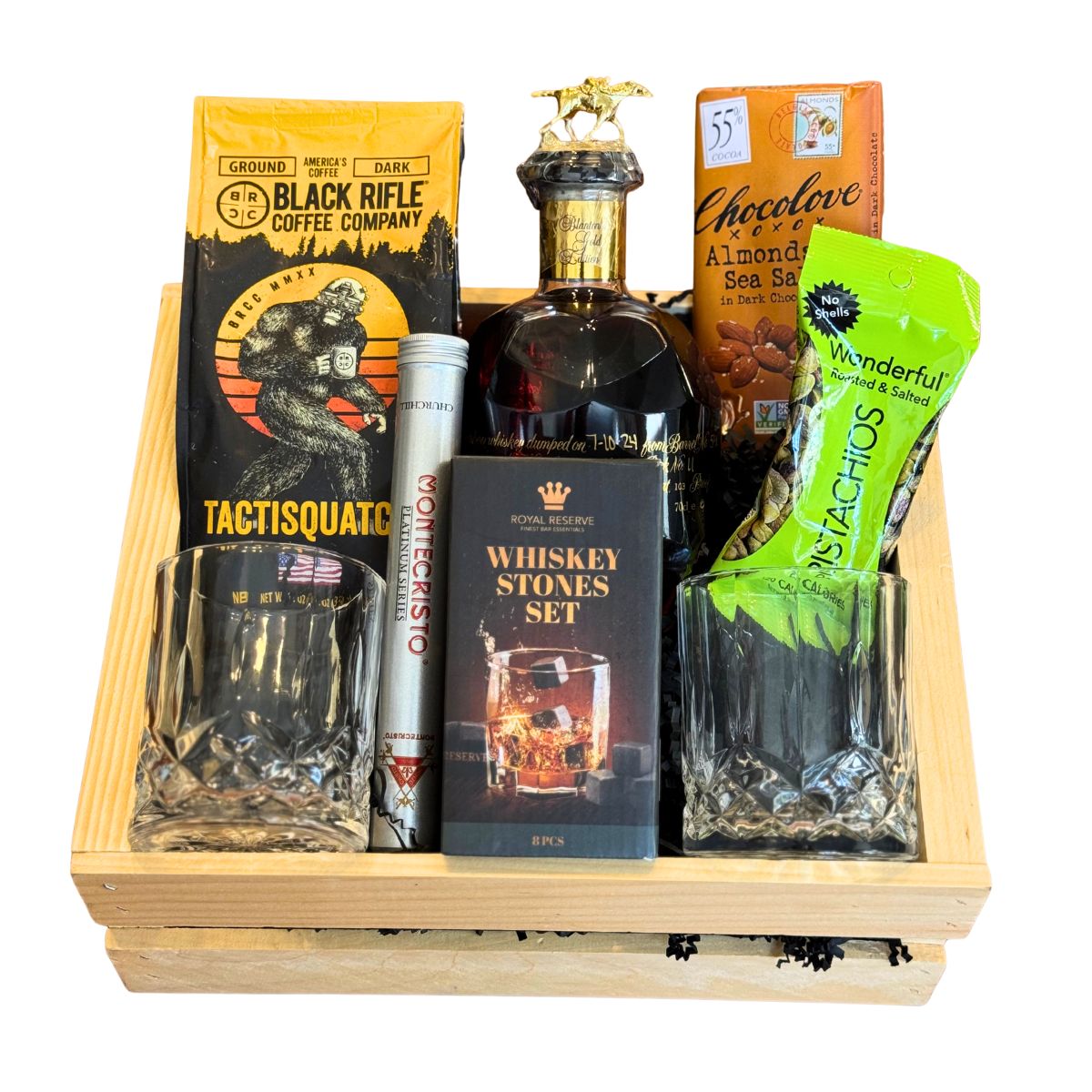 Blanton’s Gold Edition Gift Crate – Bourbon, Glasses, Coffee, Chocolate, & Whiskey Stones (International Release)