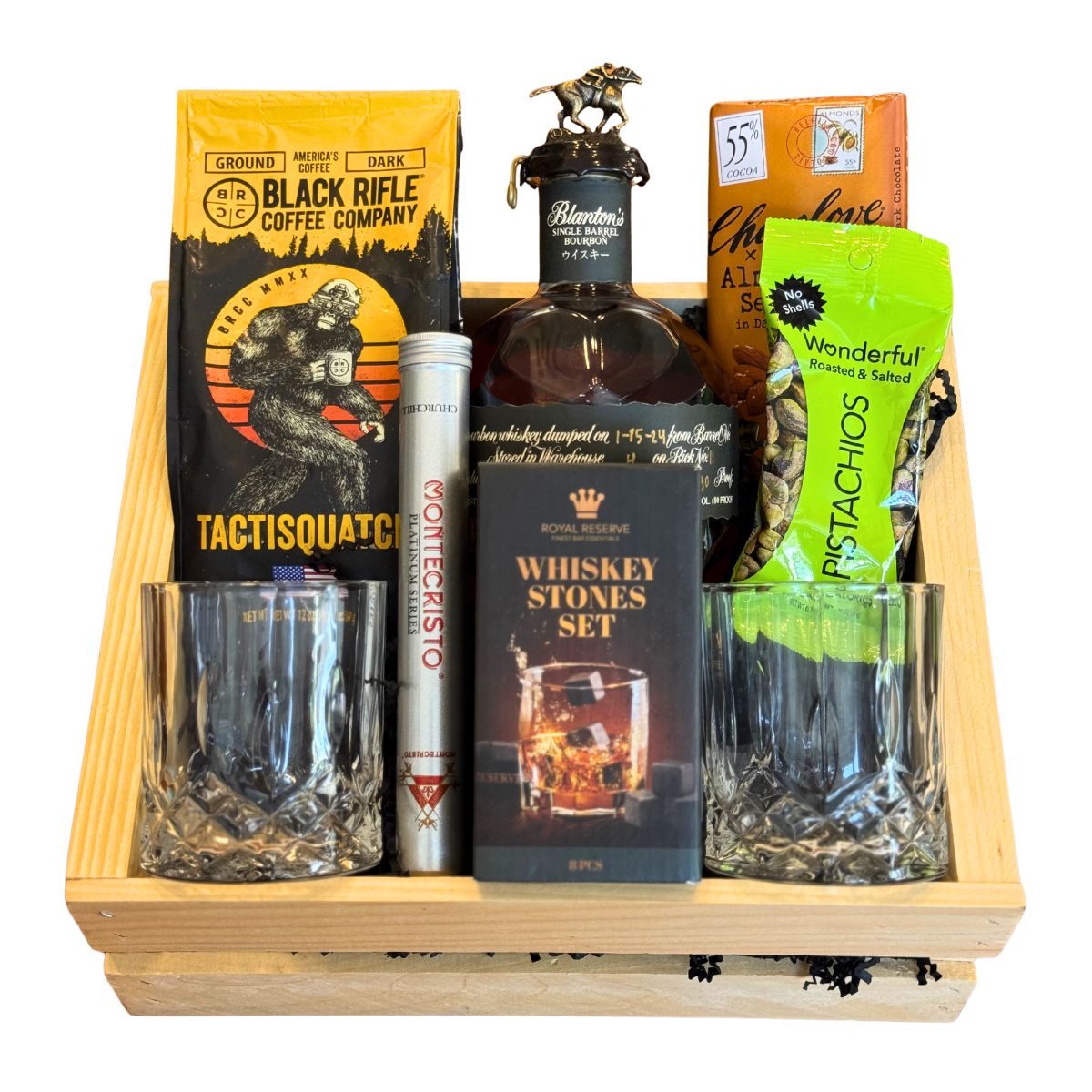 Blanton’s Takara Black Edition Gift Crate – Bourbon, Glasses, Coffee, Chocolate & Whiskey Stones (Japan Release)