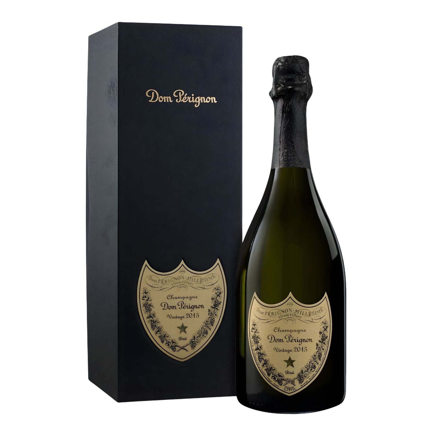 Dom Pérignon Vintage Brut Champagne 750ml bottle with iconic presentation box, aged minimum 8 years, prestige cuvée from Moët & Chandon Champagne France