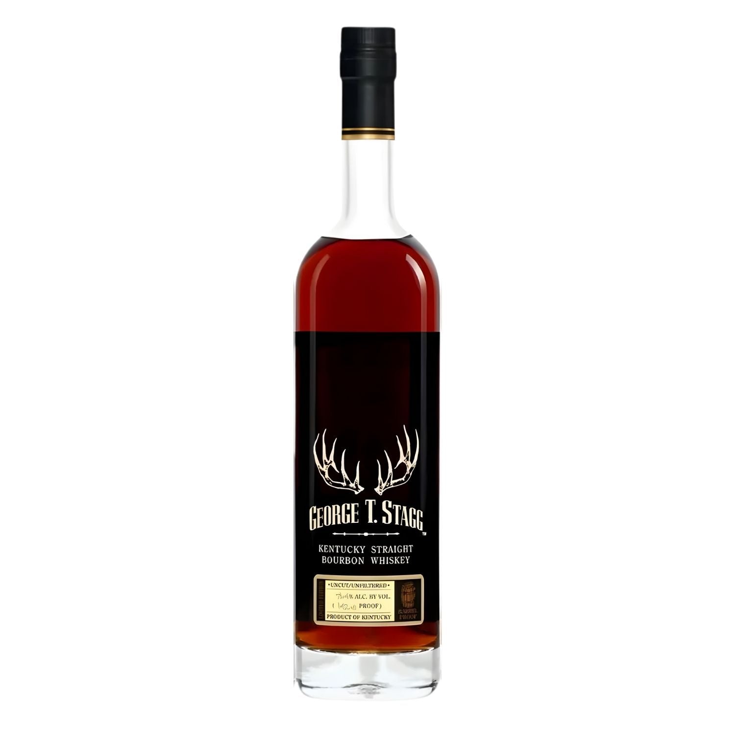 George T. Stagg 2025 Kentucky straight bourbon 142.8 proof bottle on white background – high proof limited release