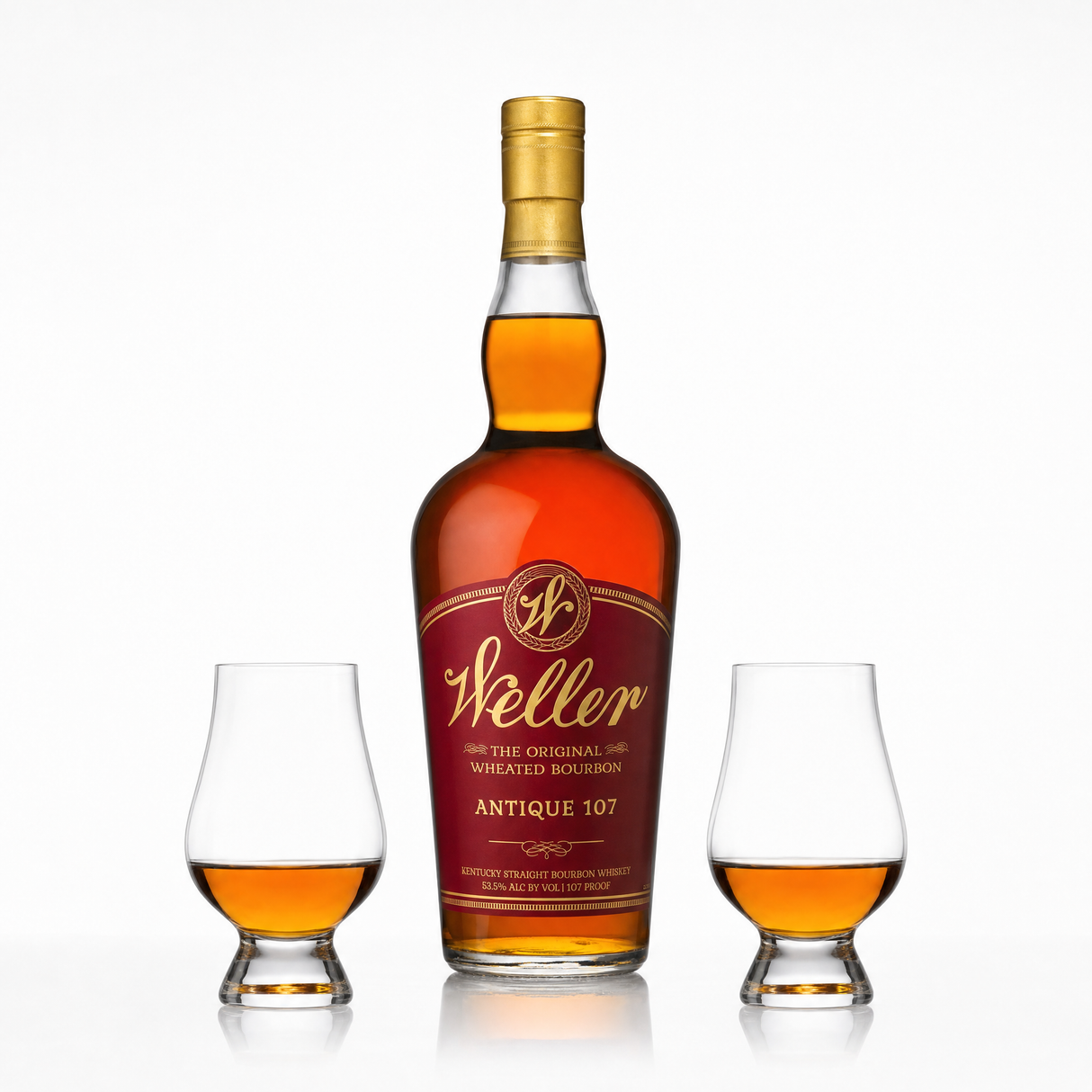 W.L. Weller Antique 107 Bourbon Gift Set with 2 Glencairn Glasses 750ml