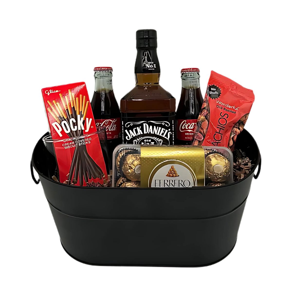 Jack Daniel’s Gift Basket with Coca-Cola Minis, Snacks & Glass