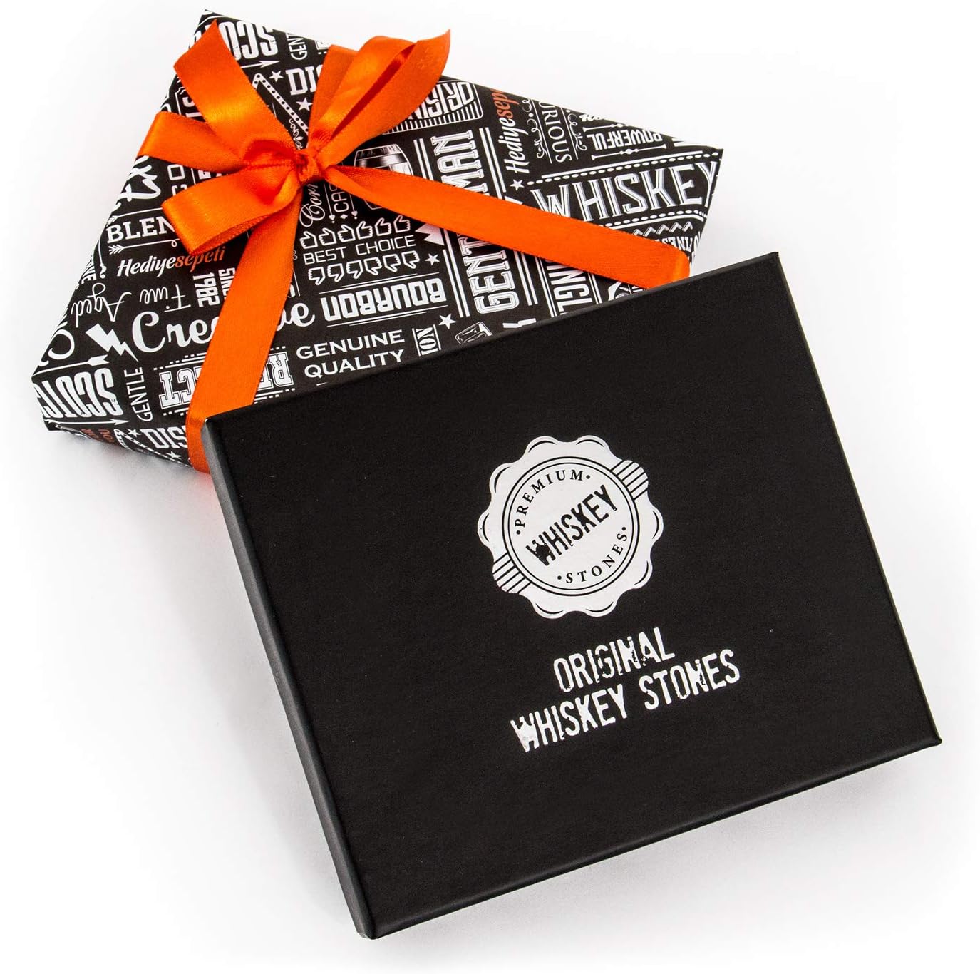 Premium Whiskey Stones Gift Set – 12 Marble Chilling Rocks with Storage Bag
