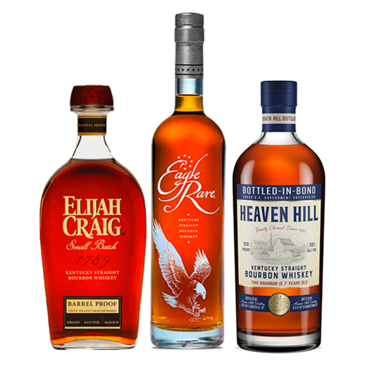 Heaven Hill, Eagle Rare & Elijah Craig Bourbon Bundle – 3 x 750ml