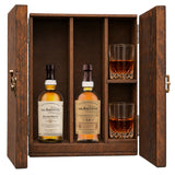 The Balvenie 12 Year DoubleWood & The Balvenie 14 Year Caribbean Cask wooden gift box with 2 glasses