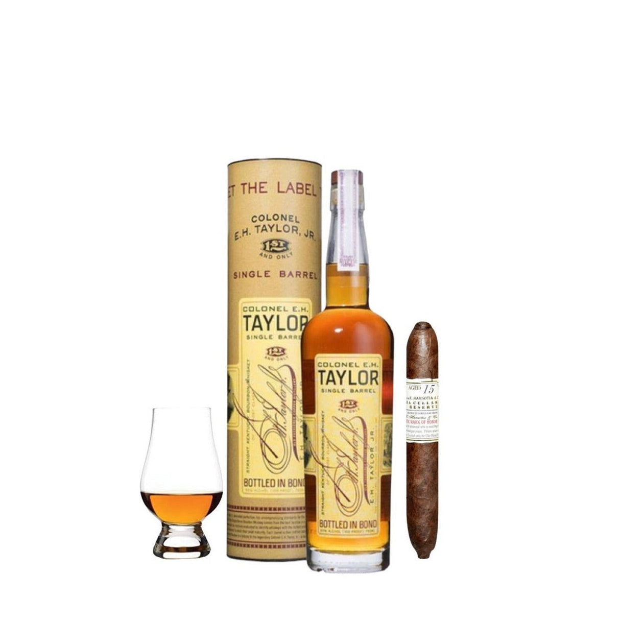 Colonel E.H. Taylor Single Barrel Gift Set with Cigar & Glencairn Glass