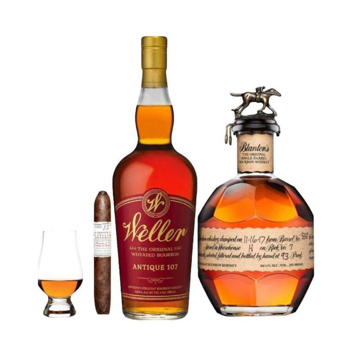 Blanton's & Weller 107 Bourbon Cigar & Glencairn Gift Set