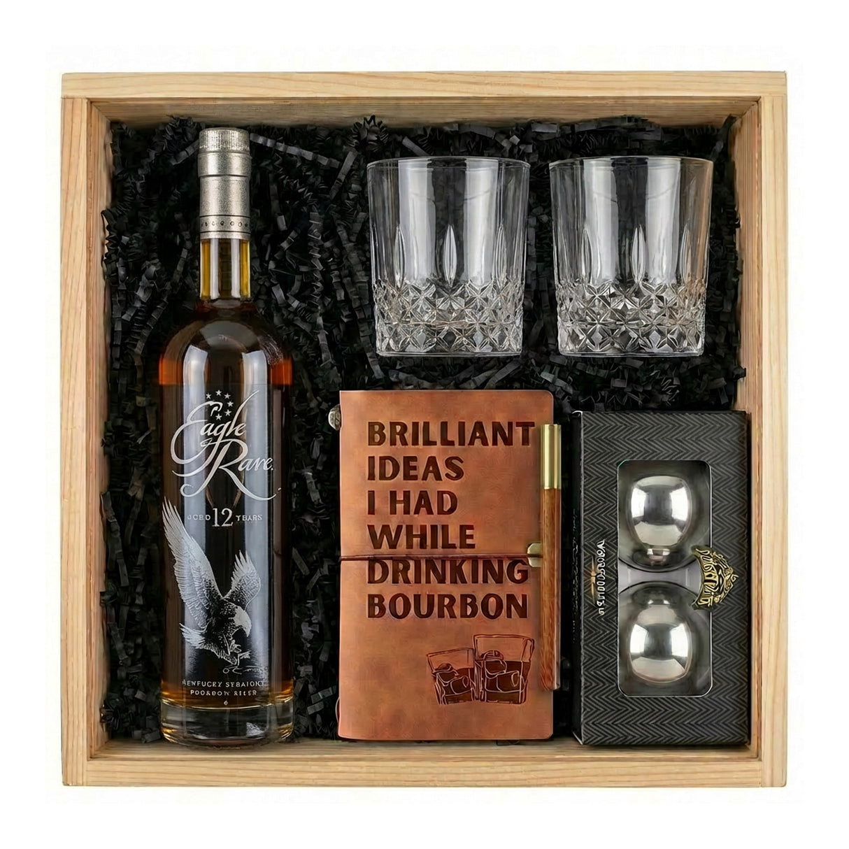 Eagle Rare 12 Year Old – Bourbon Gift Crate with Glassware, Journal & Whiskey Balls