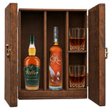 W.L. Weller Special Reserve & Eagle Rare 10 Year in a wooden gift box with two crystal glasses on white