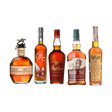 Five bottle premium bourbon bundle featuring Blanton's, Eagle Rare, Weller Antique 107, Buffalo Trace, and E.H. Taylor Small Batch on black background