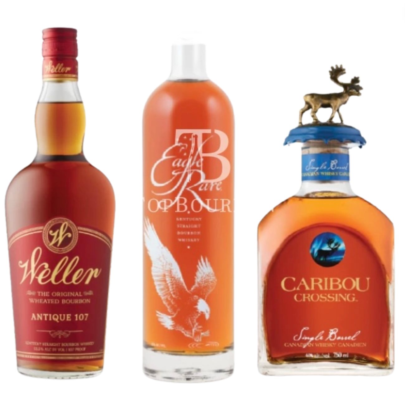 Red, White &amp; Blue Whiskey Bundle – Weller 107, Eagle Rare &amp; Caribou Crossing – 3 x 750ml