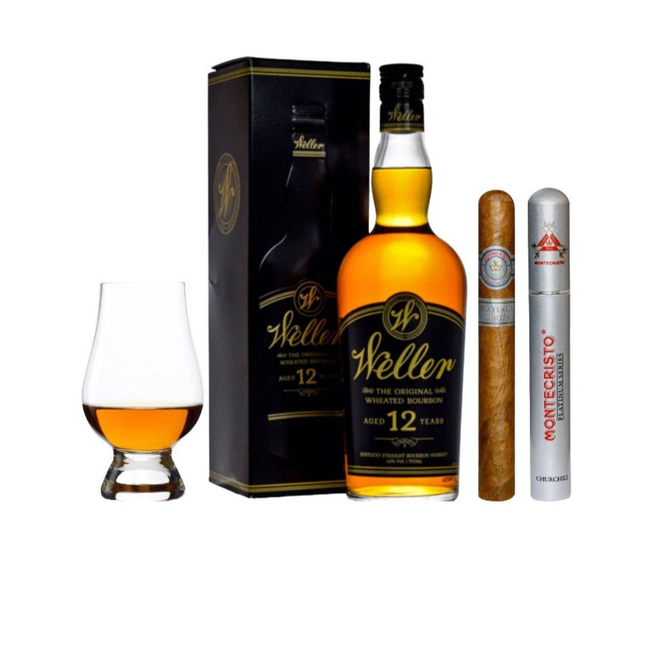 W.L. Weller 12 Year Bourbon Gift Set with Cigar &amp; Glencairn Glass