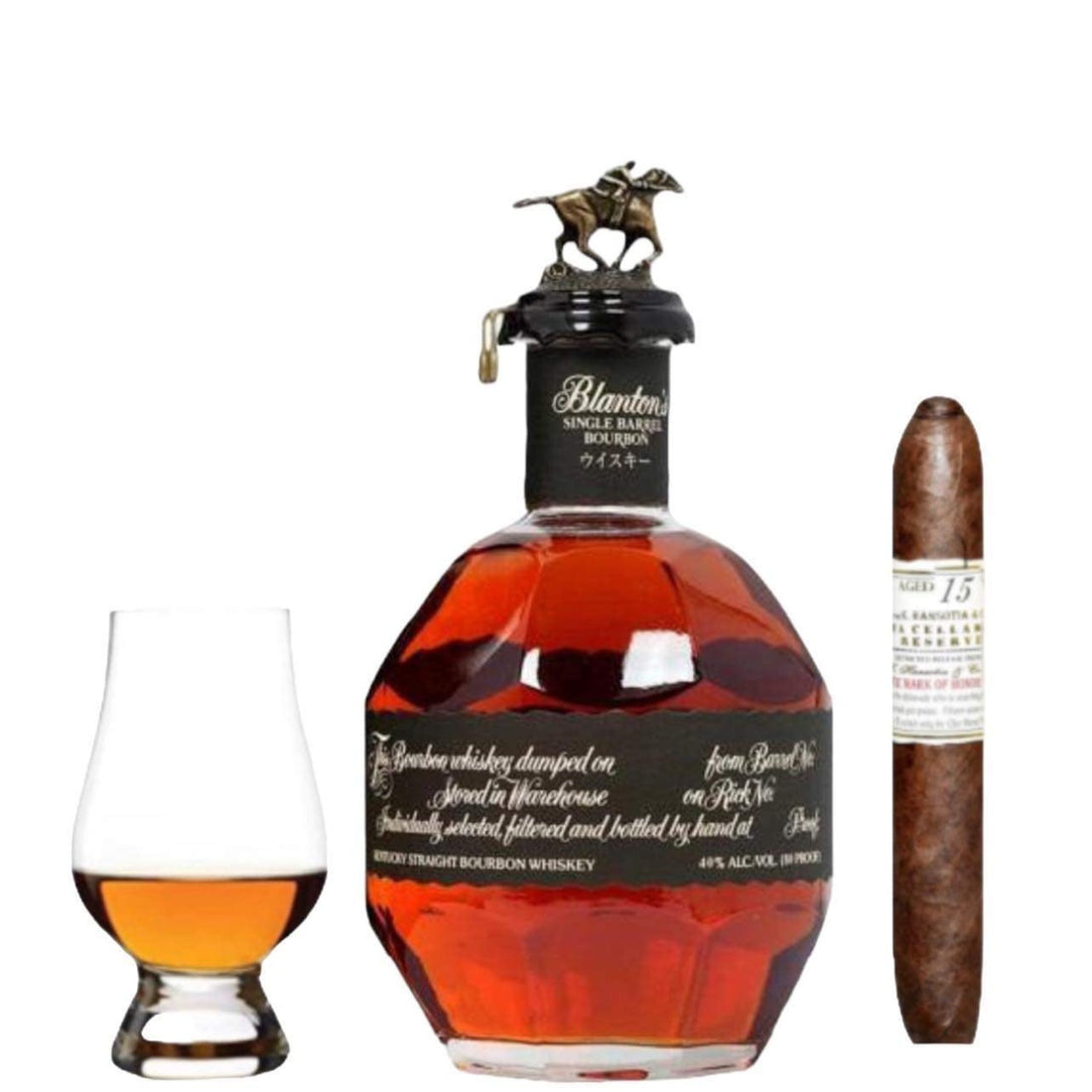 Gift Set Bundle |  Blanton’s Black Edition | Cigar &amp; Glencairn