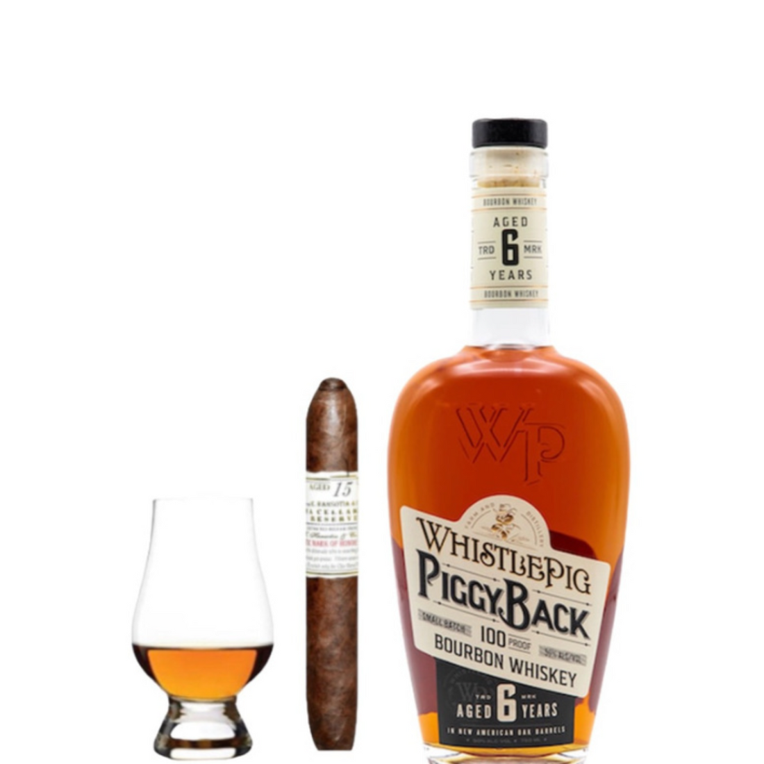 WhistlePig PiggyBack 6 Year Rye Gift Set with Glencairn Glass &amp; Gurkha 15 Cigar – 750ml