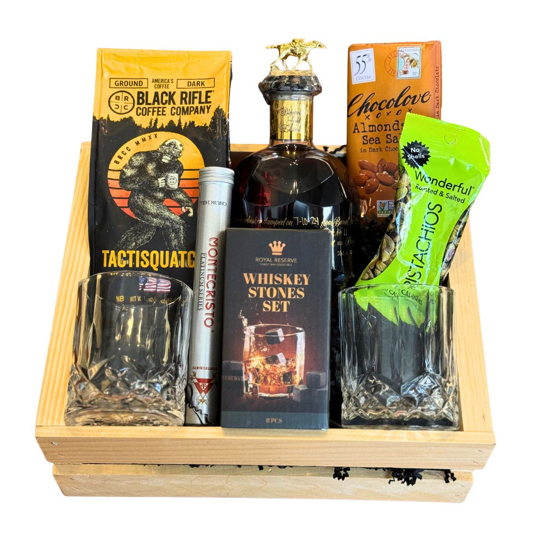 Blanton’s Gold Edition Gift Crate – Bourbon, Glasses, Coffee, Chocolate, &amp; Whiskey Stones (International Release)
