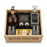 Blanton's Gold U.S. Release gift crate with Ferrero Rocher 8-piece chocolates on white background