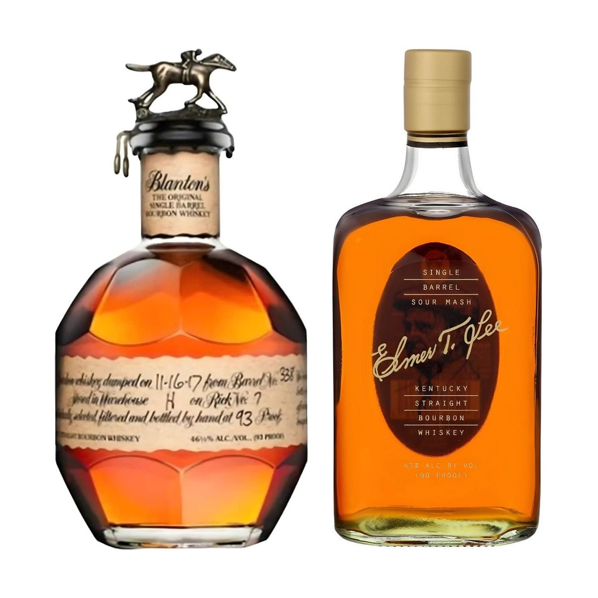 Blanton's Original & Elmer T. Lee Single Barrel Bourbon Gift Crate bottles included