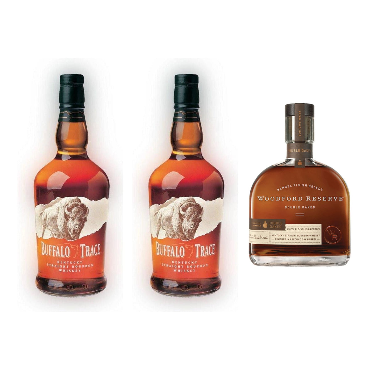 Buffalo Trace 750ml & 1 Liter with Woodford Double Oaked Bourbon Gift Crate bottles included
