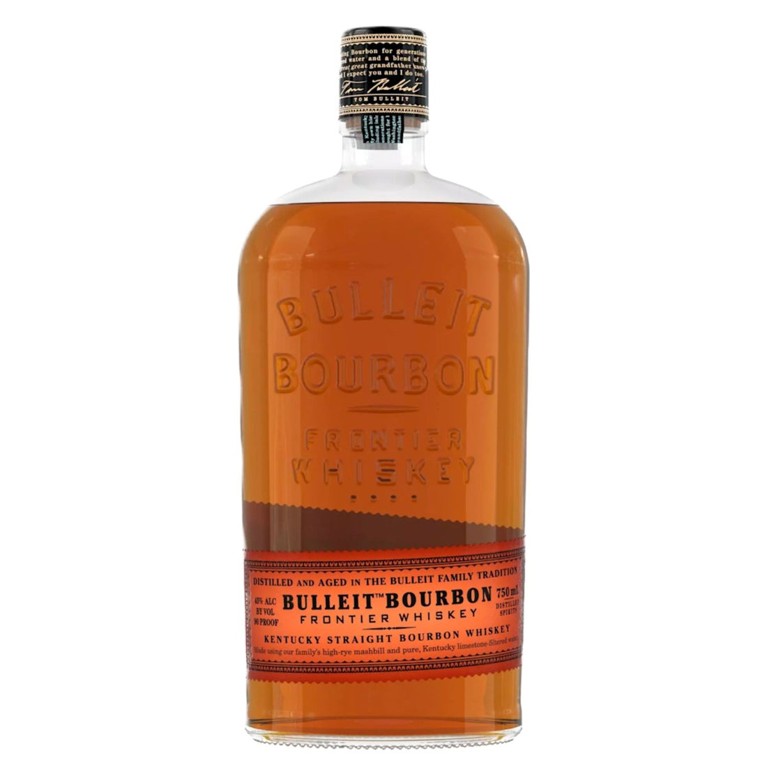 Bulleit Bourbon Frontier Whiskey 750ml – engravable and gift-ready, crafted with high-rye mashbill and aged in charred oak barrels, from Top Bourbon