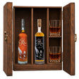 Eagle Rare 10 Year & Eagle Rare 12 Year in a wooden gift box with two crystal glasses on white