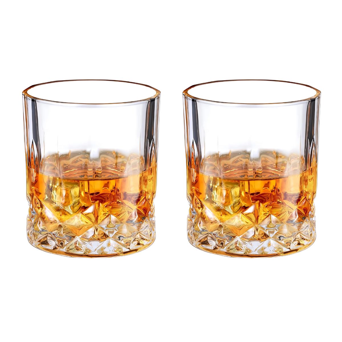 Engravable Old-Fashioned Whiskey Glasses – Set of 2, 10oz Premium Lead-Free Crystal