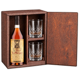Old Rip Van Winkle 10 Year Gift Set with Wooden Box & 2 Crystal Glasses featuring a 750 mL bottle, fitted wooden box, and two glasses