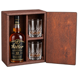W.L. Weller 12 Year bourbon wooden gift box with two crystal glasses