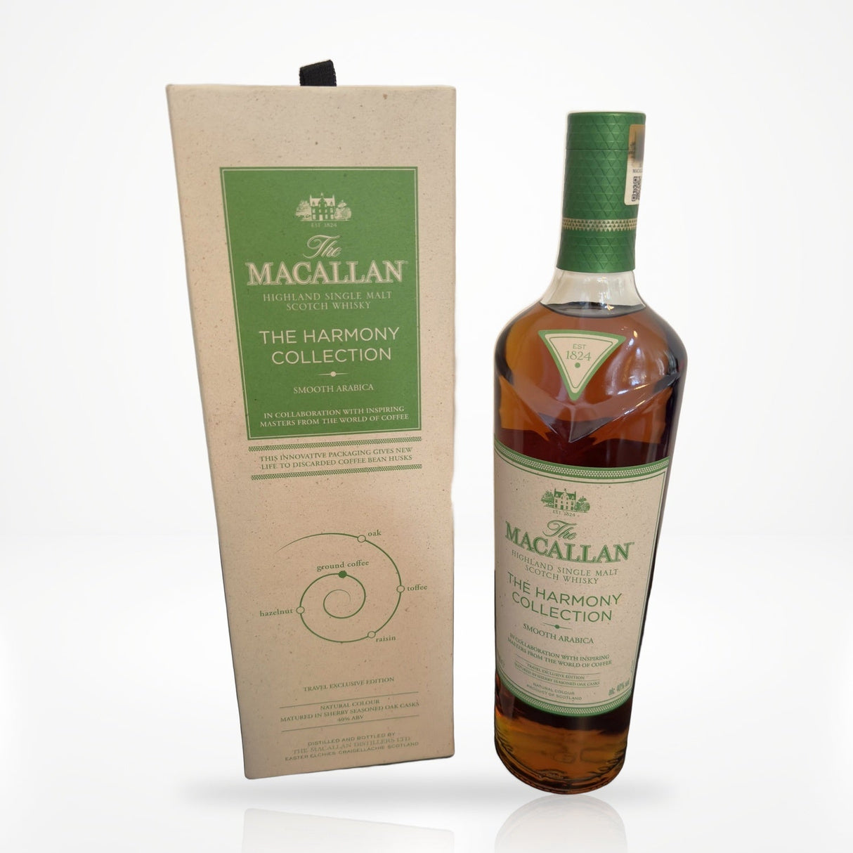 The Macallan Harmony Collection Smooth Arabica limited edition single malt Scotch whisky 700ml with gift box on white studio background