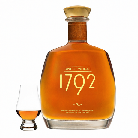 1792 Sweet Wheat bourbon bottle with Glencairn glass