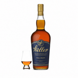 W.L. Weller Full Proof bourbon bottle with Glencairn glass