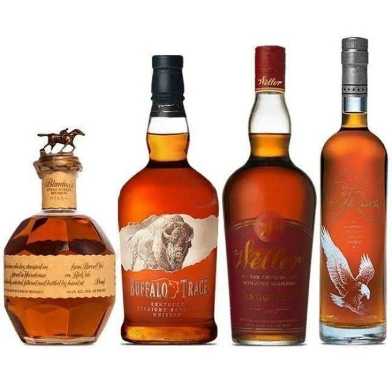 Premium Bourbon Starter Gift Set – Blanton’s, Weller 107, Eagle Rare, Buffalo Trace + Glass &amp; Cigar – 750ml