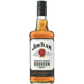 Jim Beam Kentucky Straight Bourbon Whiskey 750ml bottle with white label and red seal.