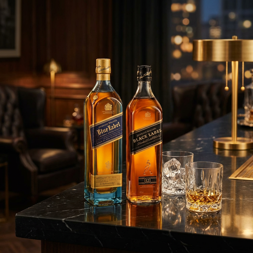 Johnnie Walker Black Label &amp; Blue Label Scotch Whisky Bundle – 2 x 750ml