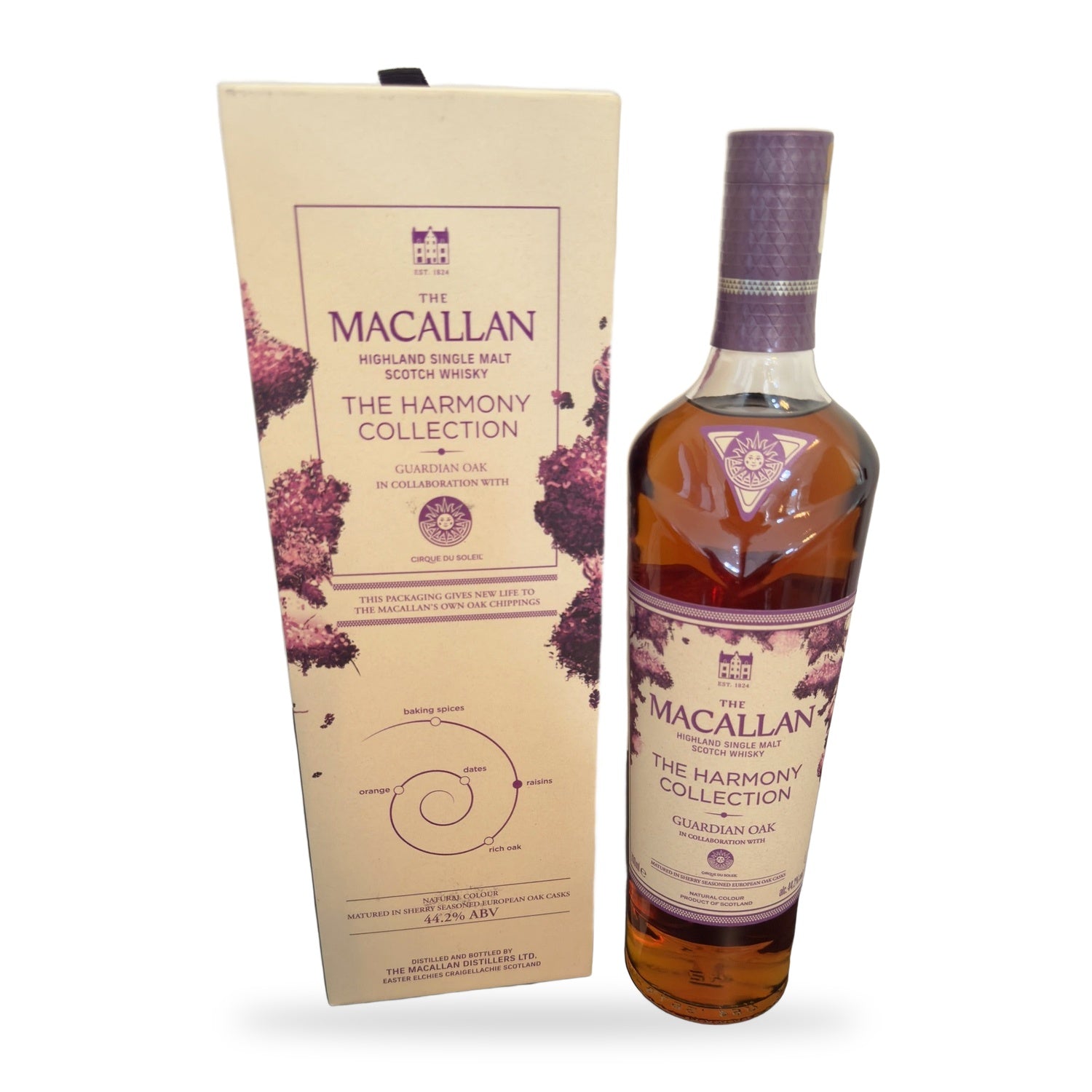The Macallan Harmony Collection Guardian Oak limited edition single malt Scotch whisky 750ml with gift box on white background