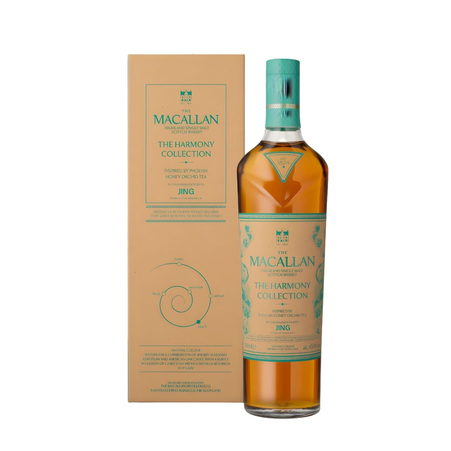 Macallan Harmony Collection Phoenix Honey Orchid Tea Single Malt Scotch Whisky 750ml bottle with box on white background – luxury scotch from Top Bourbon