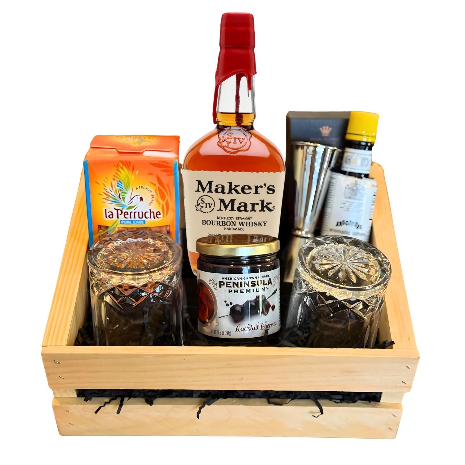 Maker’s Mark Old Fashioned Gift Crate – engravable bourbon, bitters, sugar cubes, cherries, and bar tools from Top Bourbon