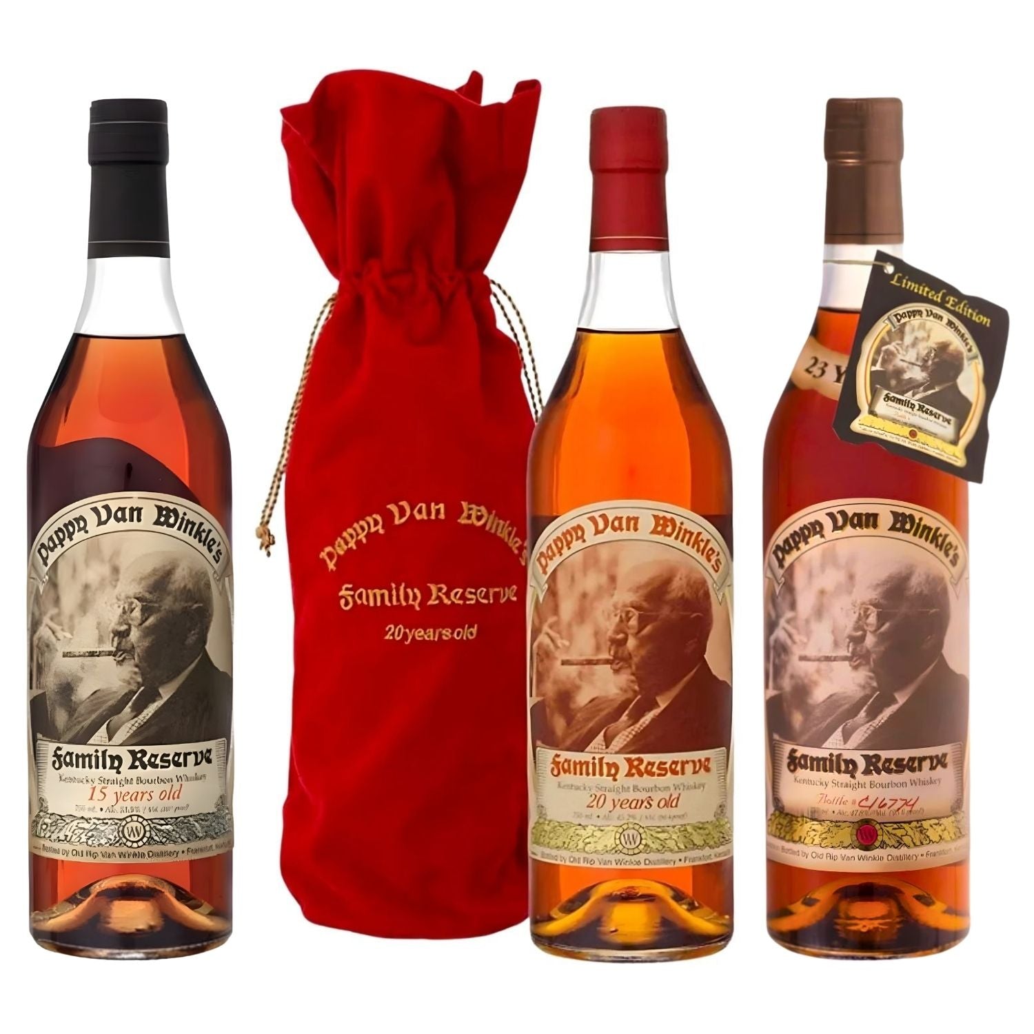 Pappy Van Winkle Top Shelf Trio featuring three 750ml bottles: Pappy Van Winkle&