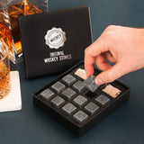 Premium Whiskey Stones Gift Set – 12 Marble Chilling Rocks with Storage Bag