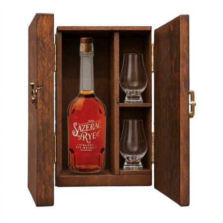 Sazerac Straight Rye Gift Set, Wooden Box & 2 Glasses 750ml — Glencairn Glasses