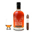 Stagg Batch Kentucky Straight Bourbon Whiskey 750ml bottle with premium Gurkha cigar and Glencairn whisky glass, bourbon gift set from Buffalo Trace Distillery